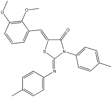 5-(2,3-dimethoxybenzylidene)-3-(4-methylphenyl)-2-[(4-methylphenyl)imino]-1,3-thiazolidin-4-one Struktur