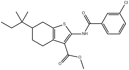 methyl 2-[(3-chlorobenzoyl)amino]-6-tert-pentyl-4,5,6,7-tetrahydro-1-benzothiophene-3-carboxylate Struktur