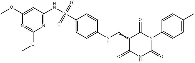 N-(2,6-dimethoxy-4-pyrimidinyl)-4-{[(1-(4-methylphenyl)-2,4,6-trioxotetrahydro-5(2H)-pyrimidinylidene)methyl]amino}benzenesulfonamide Struktur