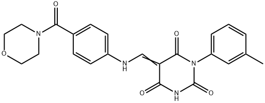 1-(3-methylphenyl)-5-{[4-(4-morpholinylcarbonyl)anilino]methylene}-2,4,6(1H,3H,5H)-pyrimidinetrione Struktur