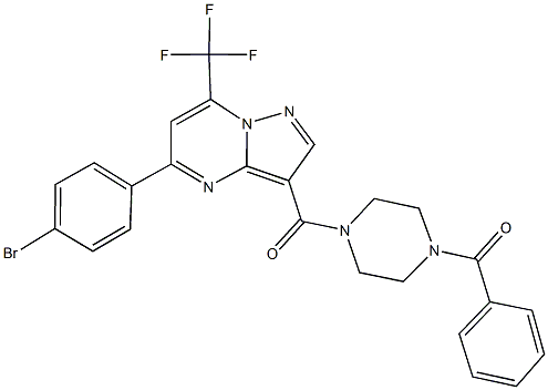 3-[(4-benzoyl-1-piperazinyl)carbonyl]-5-(4-bromophenyl)-7-(trifluoromethyl)pyrazolo[1,5-a]pyrimidine Struktur