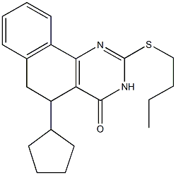 2-(butylsulfanyl)-5-cyclopentyl-5,6-dihydrobenzo[h]quinazolin-4(3H)-one Struktur