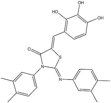 3-(3,4-dimethylphenyl)-2-[(3,4-dimethylphenyl)imino]-5-(2,3,4-trihydroxybenzylidene)-1,3-thiazolidin-4-one Struktur