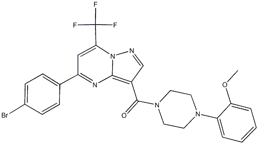 5-(4-bromophenyl)-3-{[4-(2-methoxyphenyl)-1-piperazinyl]carbonyl}-7-(trifluoromethyl)pyrazolo[1,5-a]pyrimidine Struktur