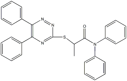 2-[(5,6-diphenyl-1,2,4-triazin-3-yl)sulfanyl]-N,N-diphenylpropanamide Struktur