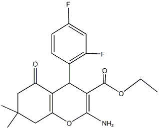 ethyl 2-amino-4-(2,4-difluorophenyl)-7,7-dimethyl-5-oxo-5,6,7,8-tetrahydro-4H-chromene-3-carboxylate Struktur