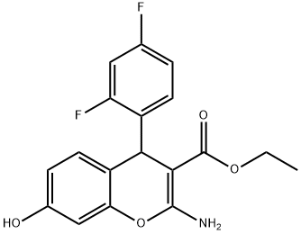 ethyl 2-amino-4-(2,4-difluorophenyl)-7-hydroxy-4H-chromene-3-carboxylate Struktur