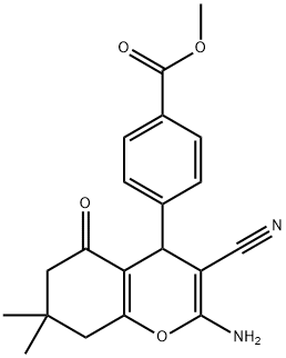 methyl 4-(2-amino-3-cyano-7,7-dimethyl-5-oxo-5,6,7,8-tetrahydro-4H-chromen-4-yl)benzoate Struktur