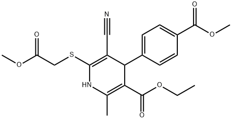 ethyl 5-cyano-4-[4-(methoxycarbonyl)phenyl]-6-[(2-methoxy-2-oxoethyl)sulfanyl]-2-methyl-1,4-dihydro-3-pyridinecarboxylate Struktur