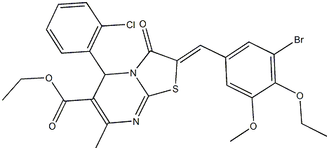 ethyl 2-(3-bromo-4-ethoxy-5-methoxybenzylidene)-5-(2-chlorophenyl)-7-methyl-3-oxo-2,3-dihydro-5H-[1,3]thiazolo[3,2-a]pyrimidine-6-carboxylate Struktur