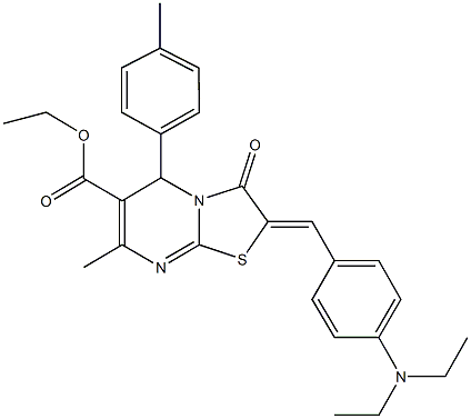 ethyl 2-[4-(diethylamino)benzylidene]-7-methyl-5-(4-methylphenyl)-3-oxo-2,3-dihydro-5H-[1,3]thiazolo[3,2-a]pyrimidine-6-carboxylate Struktur