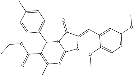 ethyl 2-(2,5-dimethoxybenzylidene)-7-methyl-5-(4-methylphenyl)-3-oxo-2,3-dihydro-5H-[1,3]thiazolo[3,2-a]pyrimidine-6-carboxylate Struktur