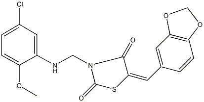 5-(1,3-benzodioxol-5-ylmethylene)-3-[(5-chloro-2-methoxyanilino)methyl]-1,3-thiazolidine-2,4-dione Struktur