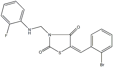 5-(2-bromobenzylidene)-3-[(2-fluoroanilino)methyl]-1,3-thiazolidine-2,4-dione Struktur