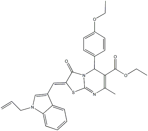 ethyl 2-[(1-allyl-1H-indol-3-yl)methylene]-5-(4-ethoxyphenyl)-7-methyl-3-oxo-2,3-dihydro-5H-[1,3]thiazolo[3,2-a]pyrimidine-6-carboxylate Struktur