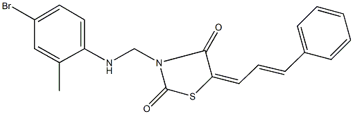 3-[(4-bromo-2-methylanilino)methyl]-5-(3-phenyl-2-propenylidene)-1,3-thiazolidine-2,4-dione Struktur