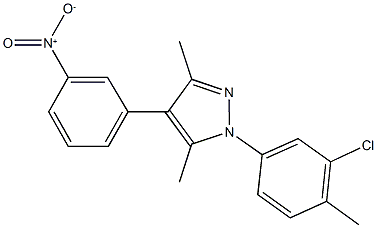 1-(3-chloro-4-methylphenyl)-4-{3-nitrophenyl}-3,5-dimethyl-1H-pyrazole Struktur