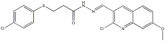 N'-[(2-chloro-7-methoxy-3-quinolinyl)methylene]-3-[(4-chlorophenyl)sulfanyl]propanohydrazide Struktur