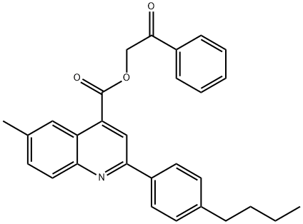 2-oxo-2-phenylethyl 2-(4-butylphenyl)-6-methyl-4-quinolinecarboxylate Struktur