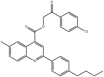 2-(4-chlorophenyl)-2-oxoethyl 2-(4-butylphenyl)-6-methyl-4-quinolinecarboxylate Struktur