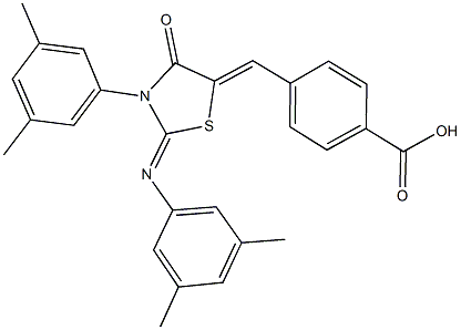 4-({3-(3,5-dimethylphenyl)-2-[(3,5-dimethylphenyl)imino]-4-oxo-1,3-thiazolidin-5-ylidene}methyl)benzoic acid Struktur