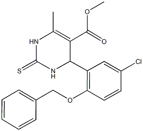 methyl 4-[2-(benzyloxy)-5-chlorophenyl]-6-methyl-2-thioxo-1,2,3,4-tetrahydro-5-pyrimidinecarboxylate Struktur