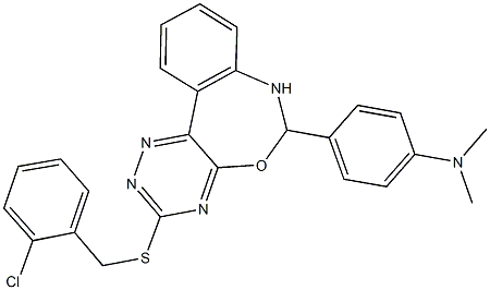 4-{3-[(2-chlorobenzyl)sulfanyl]-6,7-dihydro[1,2,4]triazino[5,6-d][3,1]benzoxazepin-6-yl}-N,N-dimethylaniline Struktur