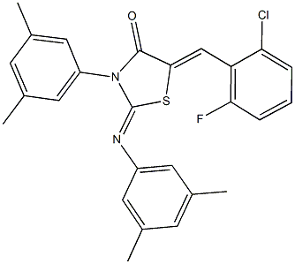 5-(2-chloro-6-fluorobenzylidene)-3-(3,5-dimethylphenyl)-2-[(3,5-dimethylphenyl)imino]-1,3-thiazolidin-4-one Struktur