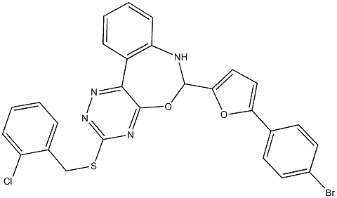 6-[5-(4-bromophenyl)-2-furyl]-6,7-dihydro[1,2,4]triazino[5,6-d][3,1]benzoxazepin-3-yl 2-chlorobenzyl sulfide Struktur