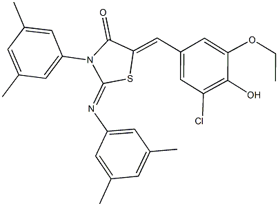 5-(3-chloro-5-ethoxy-4-hydroxybenzylidene)-3-(3,5-dimethylphenyl)-2-[(3,5-dimethylphenyl)imino]-1,3-thiazolidin-4-one Struktur