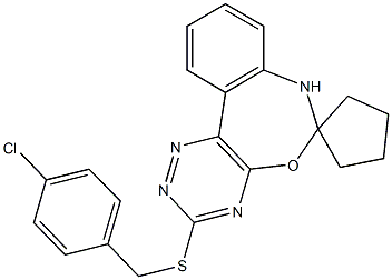 3-[(4-chlorobenzyl)sulfanyl]-6,7-dihydrospiro([1,2,4]triazino[5,6-d][3,1]benzoxazepine-6,1'-cyclopentane) Struktur