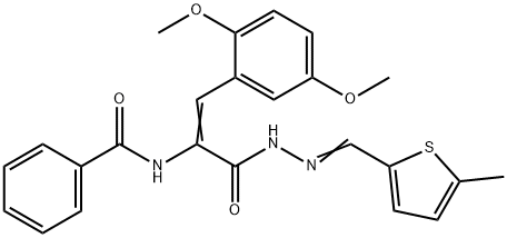 N-[2-(2,5-dimethoxyphenyl)-1-({2-[(5-methyl-2-thienyl)methylene]hydrazino}carbonyl)vinyl]benzamide Struktur