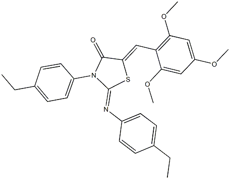 3-(4-ethylphenyl)-2-[(4-ethylphenyl)imino]-5-(2,4,6-trimethoxybenzylidene)-1,3-thiazolidin-4-one Struktur