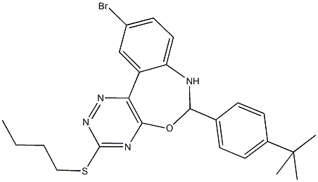 10-bromo-6-(4-tert-butylphenyl)-3-(butylsulfanyl)-6,7-dihydro[1,2,4]triazino[5,6-d][3,1]benzoxazepine Struktur