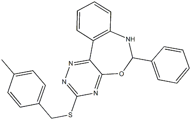 4-methylbenzyl 6-phenyl-6,7-dihydro[1,2,4]triazino[5,6-d][3,1]benzoxazepin-3-yl sulfide Struktur