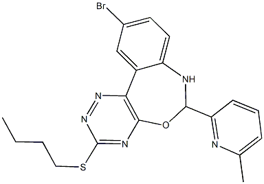 10-bromo-6-(6-methyl-2-pyridinyl)-6,7-dihydro[1,2,4]triazino[5,6-d][3,1]benzoxazepin-3-yl butyl sulfide Struktur