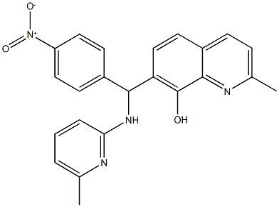 7-{{4-nitrophenyl}[(6-methyl-2-pyridinyl)amino]methyl}-2-methyl-8-quinolinol Struktur