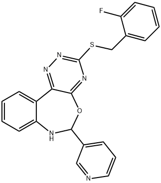 2-fluorobenzyl 6-(3-pyridinyl)-6,7-dihydro[1,2,4]triazino[5,6-d][3,1]benzoxazepin-3-yl sulfide Struktur