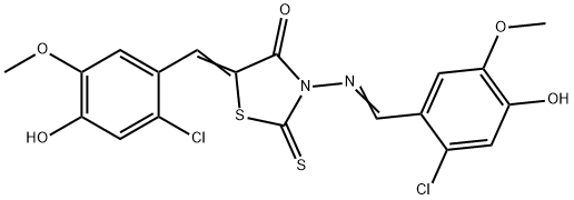 5-(2-chloro-4-hydroxy-5-methoxybenzylidene)-3-[(2-chloro-4-hydroxy-5-methoxybenzylidene)amino]-2-thioxo-1,3-thiazolidin-4-one Struktur