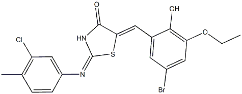 5-(5-bromo-3-ethoxy-2-hydroxybenzylidene)-2-[(3-chloro-4-methylphenyl)imino]-1,3-thiazolidin-4-one Struktur