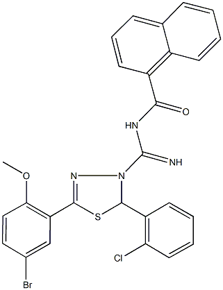 N-[(5-(5-bromo-2-methoxyphenyl)-2-(2-chlorophenyl)-1,3,4-thiadiazol-3(2H)-yl)(imino)methyl]-1-naphthamide Struktur