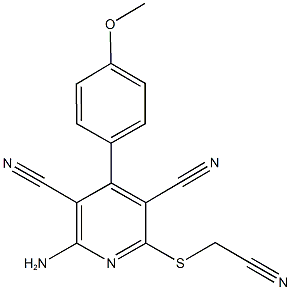 2-amino-6-[(cyanomethyl)sulfanyl]-4-(4-methoxyphenyl)-3,5-pyridinedicarbonitrile Struktur