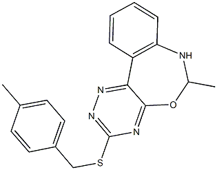 4-methylbenzyl 6-methyl-6,7-dihydro[1,2,4]triazino[5,6-d][3,1]benzoxazepin-3-yl sulfide Struktur