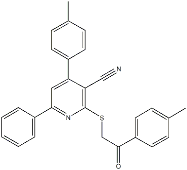 4-(4-methylphenyl)-2-{[2-(4-methylphenyl)-2-oxoethyl]sulfanyl}-6-phenylnicotinonitrile Struktur