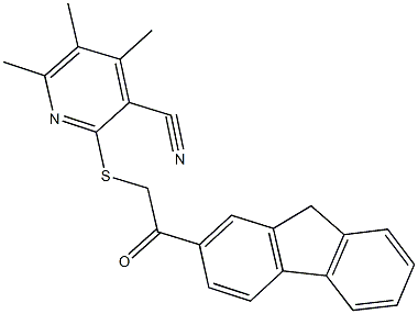 2-{[2-(9H-fluoren-2-yl)-2-oxoethyl]sulfanyl}-4,5,6-trimethylnicotinonitrile Struktur