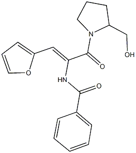 N-(2-(2-furyl)-1-{[2-(hydroxymethyl)-1-pyrrolidinyl]carbonyl}vinyl)benzamide Struktur