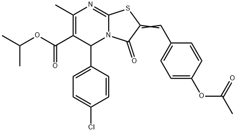 isopropyl 2-[4-(acetyloxy)benzylidene]-5-(4-chlorophenyl)-7-methyl-3-oxo-2,3-dihydro-5H-[1,3]thiazolo[3,2-a]pyrimidine-6-carboxylate Struktur