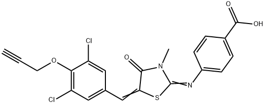 4-({5-[3,5-dichloro-4-(2-propynyloxy)benzylidene]-3-methyl-4-oxo-1,3-thiazolidin-2-ylidene}amino)benzoic acid Struktur