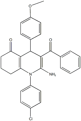 2-amino-3-benzoyl-1-(4-chlorophenyl)-4-(4-methoxyphenyl)-4,6,7,8-tetrahydro-5(1H)-quinolinone Struktur