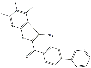 (3-amino-4,5,6-trimethylthieno[2,3-b]pyridin-2-yl)([1,1'-biphenyl]-4-yl)methanone Struktur